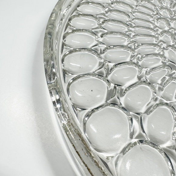 vintage Jeannette 12" Handled glass Tray Thumbprint gold trim platter glassware - Picture 3 of 11